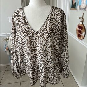 Leopard Print V-Neck Women's Top